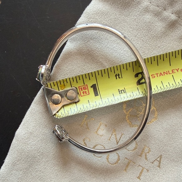 Kendra Scott Elton Silver Rhodium Cuff Bracelet Platinum Drusy - Picture 6 of 6